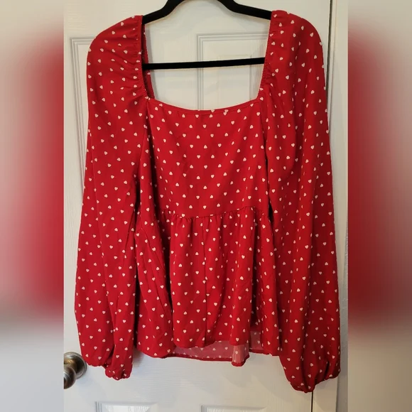 SHEIN Red Blouse with Heart Pattern - Picture 5 of 5